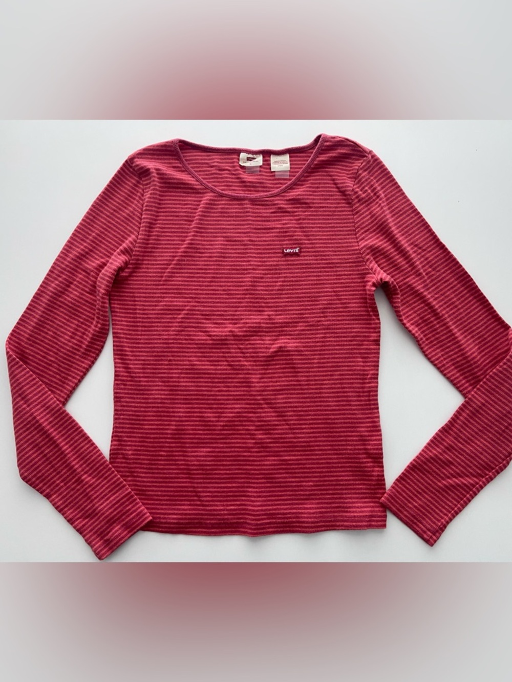 Levi's Women's Burgundy Red Striped Long Sleeve Tee